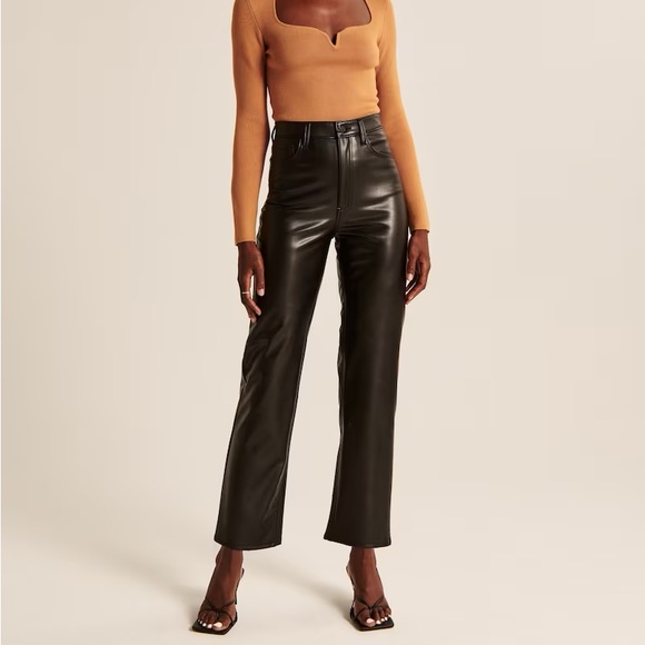 Abercrombie Vegan Leather Ankle Straight Pant 32 | 14 Curve Love - Picture 1 of 4